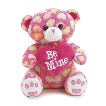 Be Mine Teddy Bear With Colored Hearts